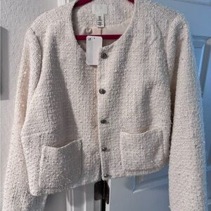 NWT H&M Cream Textured Women's Blazer